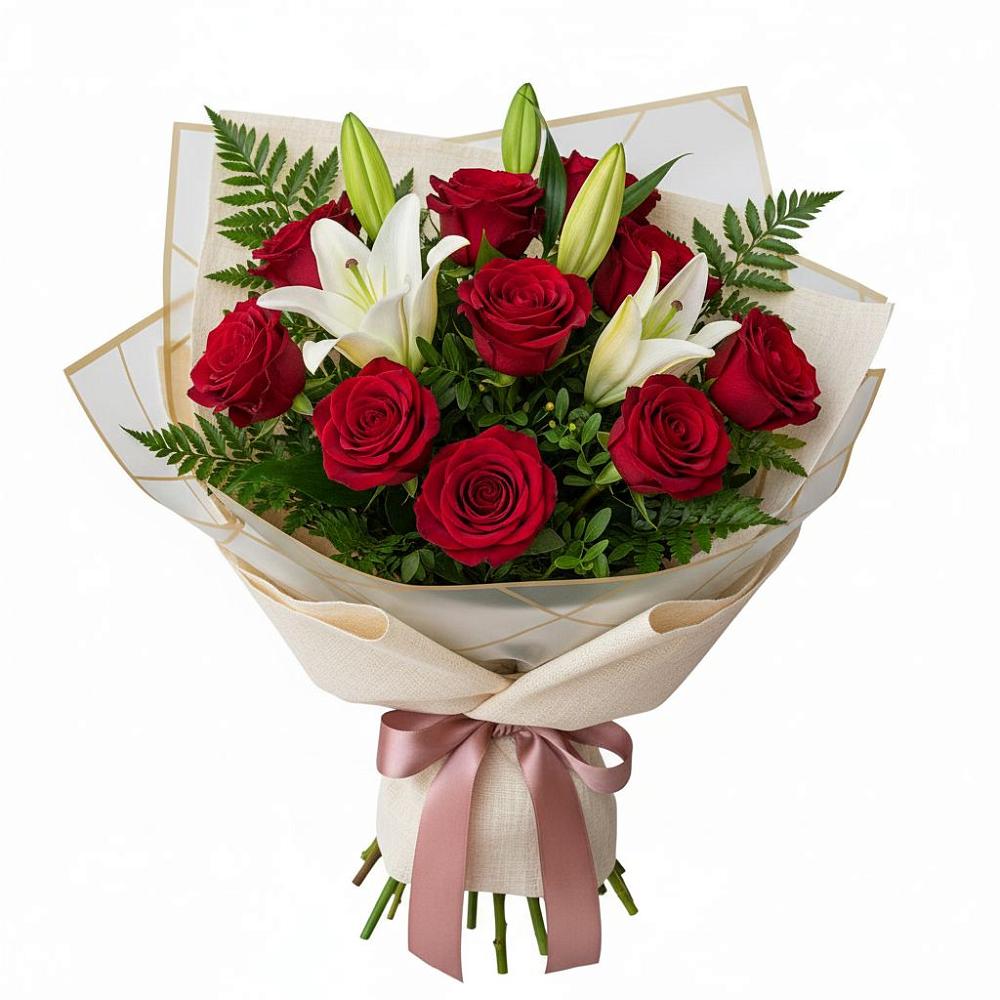 Букет высокая поэзия в Чое Букет цветов из: Лилии и Розы в Чое