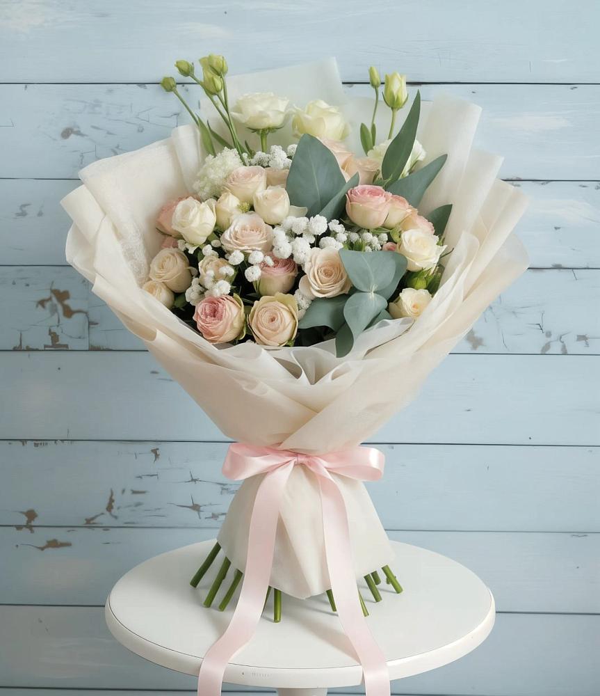 Букет Сказочное воображение в Чое Букет цветов из: Розы и Лизиантусы в Чое